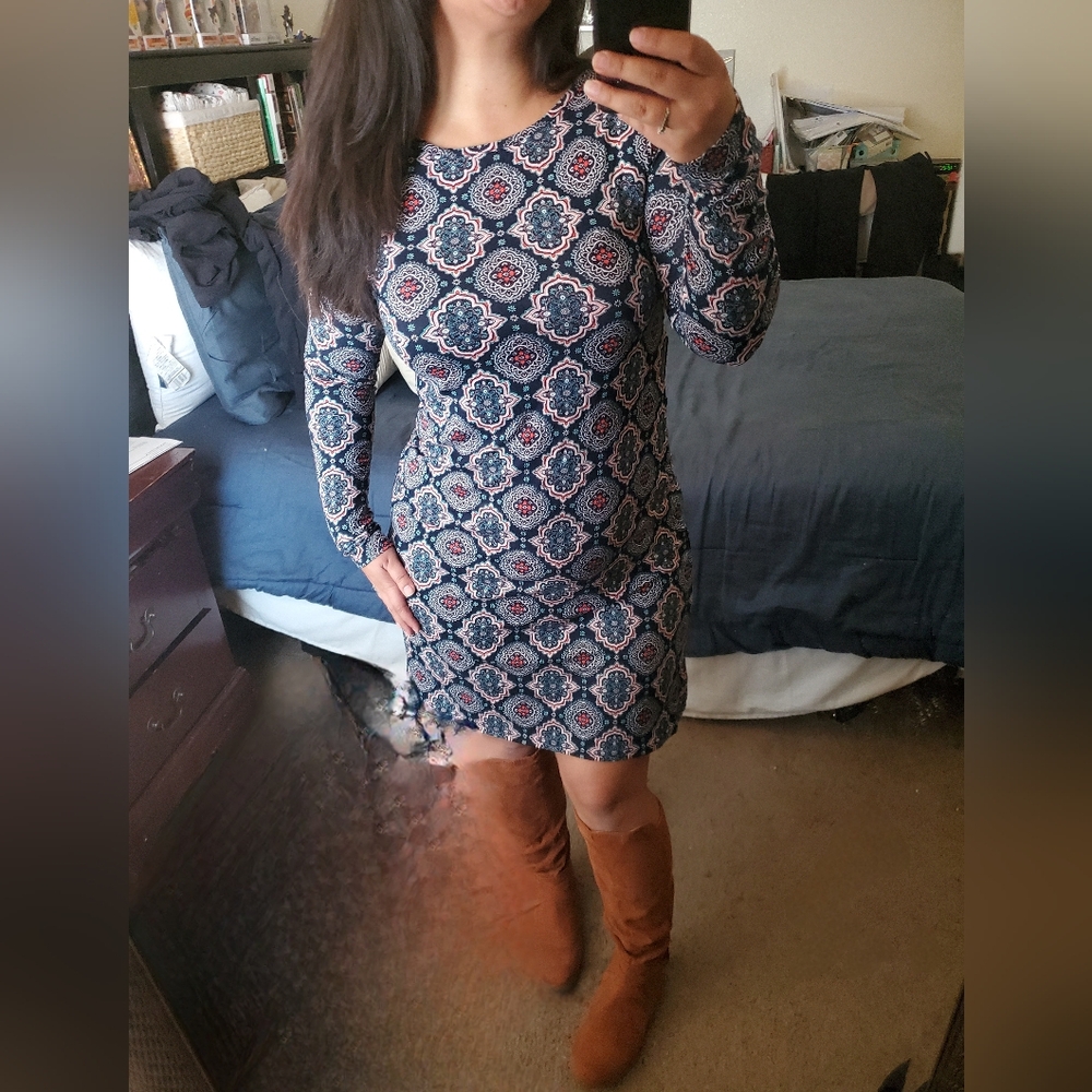 Shaggy long sleeve dress